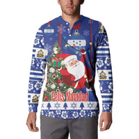 Honduras Santa Claus Christmas Button Sweatshirt Christmas Tree With Flag Background - Wonder Print Shop