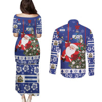 Honduras Santa Claus Christmas Couples Matching Puletasi and Long Sleeve Button Shirt Christmas Tree With Flag Background - Wonder Print Shop
