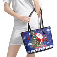 Honduras Santa Claus Christmas Leather Tote Bag Christmas Tree With Flag Background - Wonder Print Shop
