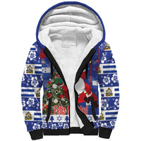 Honduras Santa Claus Christmas Sherpa Hoodie Christmas Tree With Flag Background - Wonder Print Shop
