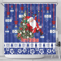 Honduras Santa Claus Christmas Shower Curtain Christmas Tree With Flag Background