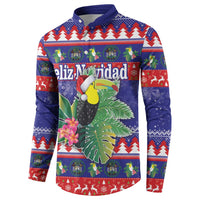 Belize Keel-billed Toucan Bird Christmas Button Sweatshirt Feliz Navidad With Knitted Christmas Pattern - Wonder Print Shop