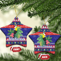 Belize Keel-billed Toucan Bird Christmas Ceramic Ornament Feliz Navidad With Knitted Christmas Pattern - Wonder Print Shop