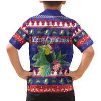 Belize Keel-billed Toucan Bird Christmas Family Matching Mermaid Dress and Hawaiian Shirt Feliz Navidad With Knitted Christmas Pattern - Wonder Print Shop