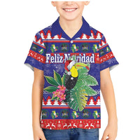 Belize Keel-billed Toucan Bird Christmas Family Matching Mermaid Dress and Hawaiian Shirt Feliz Navidad With Knitted Christmas Pattern - Wonder Print Shop
