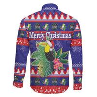 Belize Keel-billed Toucan Bird Christmas Family Matching Off Shoulder Short Dress and Hawaiian Shirt Feliz Navidad With Knitted Christmas Pattern - Wonder Print Shop