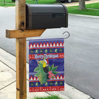 Belize Keel-billed Toucan Bird Christmas Garden Flag Feliz Navidad With Knitted Christmas Pattern - Wonder Print Shop