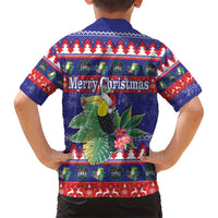 Belize Keel-billed Toucan Bird Christmas Kid Hawaiian Shirt Feliz Navidad With Knitted Christmas Pattern - Wonder Print Shop