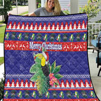 Belize Keel-billed Toucan Bird Christmas Quilt Feliz Navidad With Knitted Christmas Pattern - Wonder Print Shop