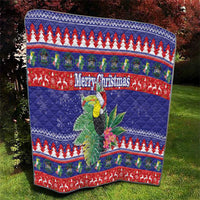 Belize Keel-billed Toucan Bird Christmas Quilt Feliz Navidad With Knitted Christmas Pattern - Wonder Print Shop