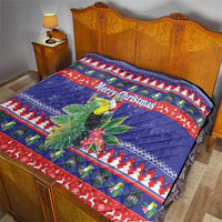 Belize Keel-billed Toucan Bird Christmas Quilt Feliz Navidad With Knitted Christmas Pattern - Wonder Print Shop