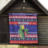 Belize Keel-billed Toucan Bird Christmas Quilt Feliz Navidad With Knitted Christmas Pattern - Wonder Print Shop