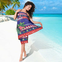 Belize Keel-billed Toucan Bird Christmas Sarong Feliz Navidad With Knitted Christmas Pattern - Wonder Print Shop