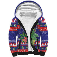 Belize Keel-billed Toucan Bird Christmas Sherpa Hoodie Feliz Navidad With Knitted Christmas Pattern - Wonder Print Shop