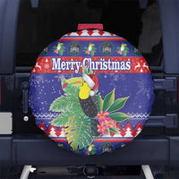 Belize Keel-billed Toucan Bird Christmas Spare Tire Cover Feliz Navidad With Knitted Christmas Pattern - Wonder Print Shop