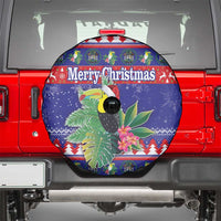 Belize Keel-billed Toucan Bird Christmas Spare Tire Cover Feliz Navidad With Knitted Christmas Pattern - Wonder Print Shop