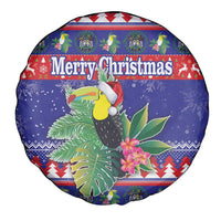 Belize Keel-billed Toucan Bird Christmas Spare Tire Cover Feliz Navidad With Knitted Christmas Pattern - Wonder Print Shop