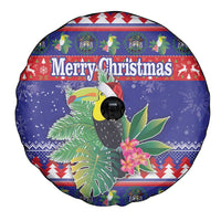 Belize Keel-billed Toucan Bird Christmas Spare Tire Cover Feliz Navidad With Knitted Christmas Pattern - Wonder Print Shop