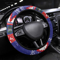 Belize Keel-billed Toucan Bird Christmas Steering Wheel Cover Feliz Navidad With Knitted Christmas Pattern - Wonder Print Shop
