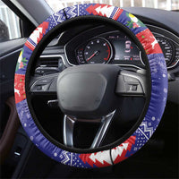 Belize Keel-billed Toucan Bird Christmas Steering Wheel Cover Feliz Navidad With Knitted Christmas Pattern - Wonder Print Shop