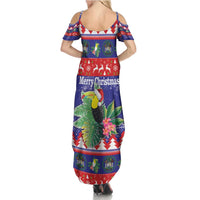 Belize Keel-billed Toucan Bird Christmas Summer Maxi Dress Feliz Navidad With Knitted Christmas Pattern - Wonder Print Shop