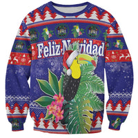 Belize Keel-billed Toucan Bird Christmas Sweatshirt Feliz Navidad With Knitted Christmas Pattern - Wonder Print Shop