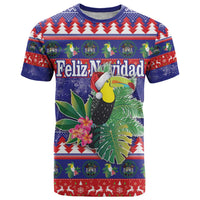 Belize Keel-billed Toucan Bird Christmas T Shirt Feliz Navidad With Knitted Christmas Pattern - Wonder Print Shop
