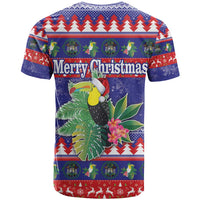 Belize Keel-billed Toucan Bird Christmas T Shirt Feliz Navidad With Knitted Christmas Pattern - Wonder Print Shop