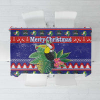 Belize Keel-billed Toucan Bird Christmas Tablecloth Feliz Navidad With Knitted Christmas Pattern - Wonder Print Shop