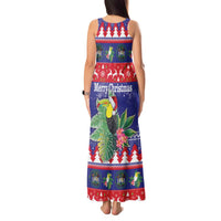 Belize Keel-billed Toucan Bird Christmas Tank Maxi Dress Feliz Navidad With Knitted Christmas Pattern - Wonder Print Shop