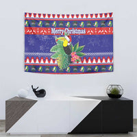 Belize Keel-billed Toucan Bird Christmas Tapestry Feliz Navidad With Knitted Christmas Pattern - Wonder Print Shop