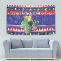 Belize Keel-billed Toucan Bird Christmas Tapestry Feliz Navidad With Knitted Christmas Pattern - Wonder Print Shop