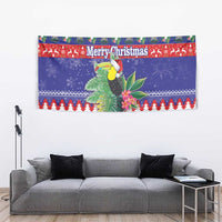 Belize Keel-billed Toucan Bird Christmas Tapestry Feliz Navidad With Knitted Christmas Pattern - Wonder Print Shop