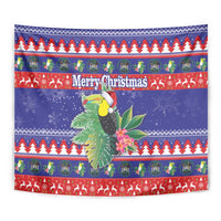 Belize Keel-billed Toucan Bird Christmas Tapestry Feliz Navidad With Knitted Christmas Pattern - Wonder Print Shop