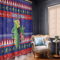 Belize Keel-billed Toucan Bird Christmas Window Curtain Feliz Navidad With Knitted Christmas Pattern - Wonder Print Shop