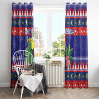 Belize Keel-billed Toucan Bird Christmas Window Curtain Feliz Navidad With Knitted Christmas Pattern - Wonder Print Shop