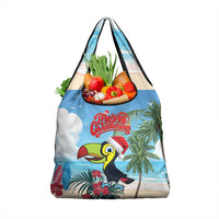 Belize Keel-billed Toucan Christmas Grocery Bag Black Orchid Christmas Beach Vibe