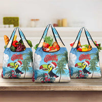 Belize Keel-billed Toucan Christmas Grocery Bag Black Orchid Christmas Beach Vibe