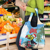 Belize Keel-billed Toucan Christmas Grocery Bag Black Orchid Christmas Beach Vibe