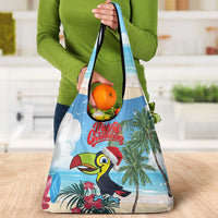 Belize Keel-billed Toucan Christmas Grocery Bag Black Orchid Christmas Beach Vibe