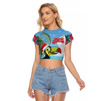 Belize Keel-billed Toucan Christmas Raglan Cropped T Shirt Black Orchid Christmas Beach Vibe - Wonder Print Shop