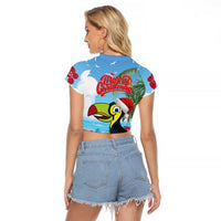 Belize Keel-billed Toucan Christmas Raglan Cropped T Shirt Black Orchid Christmas Beach Vibe - Wonder Print Shop