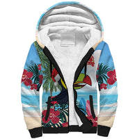 Belize Keel-billed Toucan Christmas Sherpa Hoodie Black Orchid Christmas Beach Vibe - Wonder Print Shop