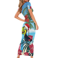 Belize Keel-billed Toucan Christmas Short Sleeve Bodycon Dress Black Orchid Christmas Beach Vibe - Wonder Print Shop