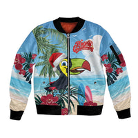 Belize Keel-billed Toucan Christmas Sleeve Zip Bomber Jacket Black Orchid Christmas Beach Vibe - Wonder Print Shop