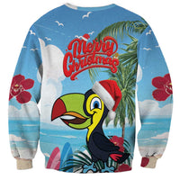 Belize Keel-billed Toucan Christmas Sweatshirt Black Orchid Christmas Beach Vibe - Wonder Print Shop