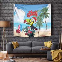 Belize Keel-billed Toucan Christmas Tapestry Black Orchid Christmas Beach Vibe - Wonder Print Shop