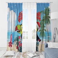 Belize Keel-billed Toucan Christmas Window Curtain Black Orchid Christmas Beach Vibe - Wonder Print Shop