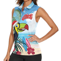 Belize Keel-billed Toucan Christmas Women Sleeveless Polo Shirt Black Orchid Christmas Beach Vibe - Wonder Print Shop
