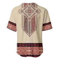 Traditional Romanian Baseball Jersey With Red Traditional Embroidery Patterns